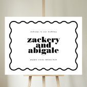 Moderne Vette Golvende Lijn Ingelijste Zwart Wit H Poster