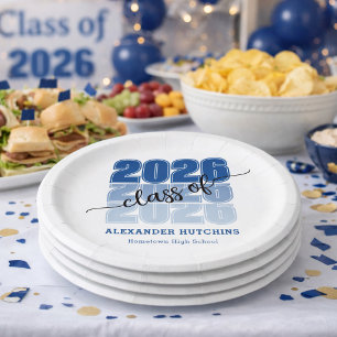 Moderne Vette Klas 2026 Navy Blauwe Afstudeerfeest Papieren Bordje
