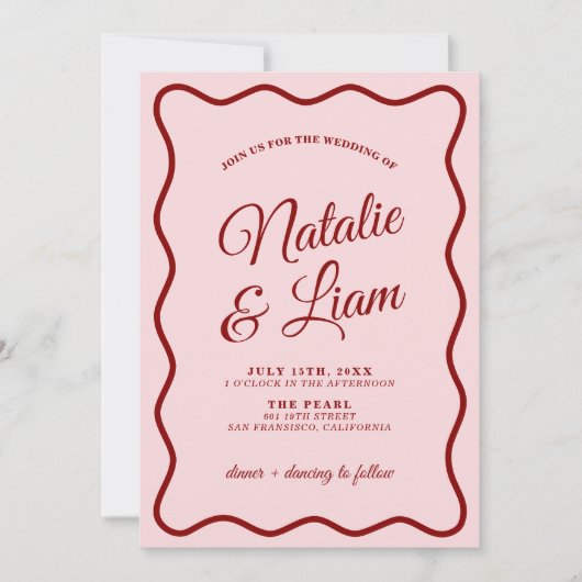 Moderne Vette Kleurrijke Retro Funky Foto Bruiloft Kaart (Voorkant)