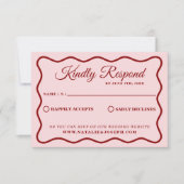 Moderne Vette Kleurrijke Retro Funky Unieke Bruilo RSVP Kaartje (Voorkant)