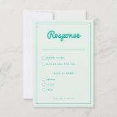 Moderne Vette Mint Groene Retro Bruiloft RSVP Kaartje (Voorkant)