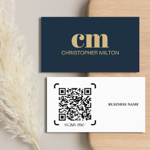 Moderne, vette monogram QR-code Navyblauwe consult Visitekaartje