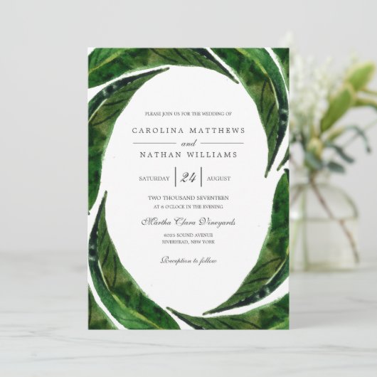 Moderne Vette Tropische Bladeren Bruiloft | Donker Kaart (Staand voorkant)