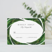 Moderne Vette Tropische Bladeren Bruiloft RSVP | D (Staand voorkant)