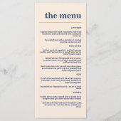 Moderne Vette Typografie Bruiloft Navy Abrikoos Si Menu (Voorkant)