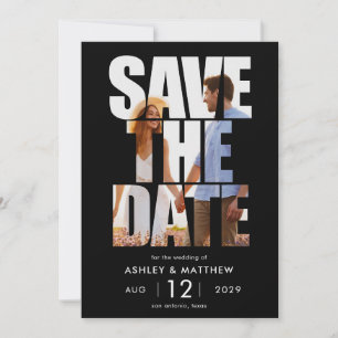 Moderne Vette Typografie Foto Bruiloft Save The Date