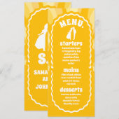 Moderne Vette Zonneschijn Gele Golvende Boog Bruil Menu (Voorkant / Achterkant)