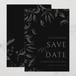 Moderne Victoriaans zwart-wit Greenery sparen de D Save The Date