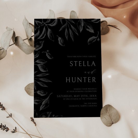 Moderne Victoriaanse Monochroom Groene Huwelijk Kaart