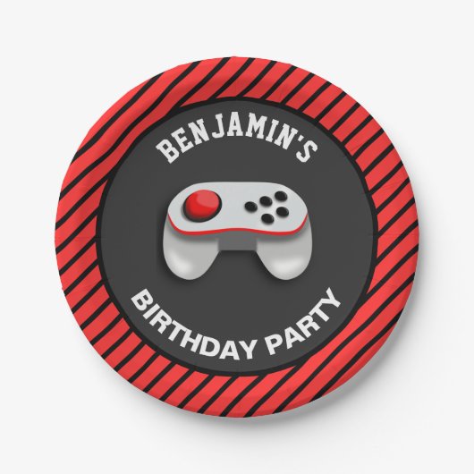 Moderne videogame Birthday Party Papieren Bordje (Voorkant)