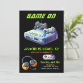 Moderne videogame groene kinderen Birthday Party Kaart (Staand voorkant)