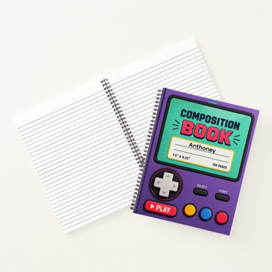 Moderne videogamecontroller aangepaste naam  notitieboek (Binnen)