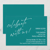 Moderne Vier met ons Teal Trouwreceptie Kaart (Voorkant / Achterkant)