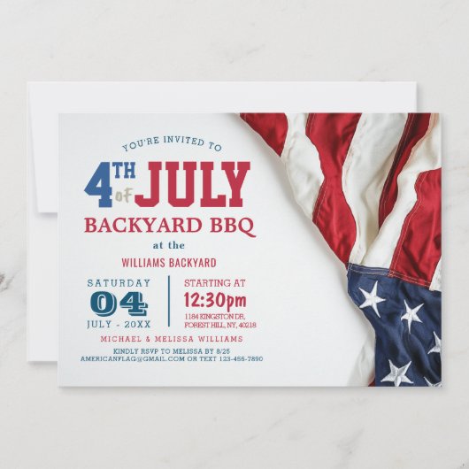 Moderne Vierde Juli Achtertuin BBQ USA Vlag Kaart (Voorkant)