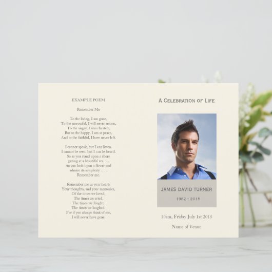 Moderne viering van het begrafenisprogramma Life (Staand voorkant)