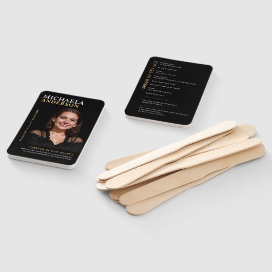 Moderne viering van het leven 7-foto begrafenispro handwaaier (Niet-gemonteerd)