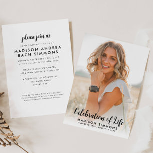 Moderne viering van het leven Eenvoudige foto begr Kaart