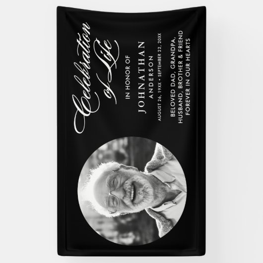 Moderne viering van het leven Elegant script en fo Spandoek (Verticaal)