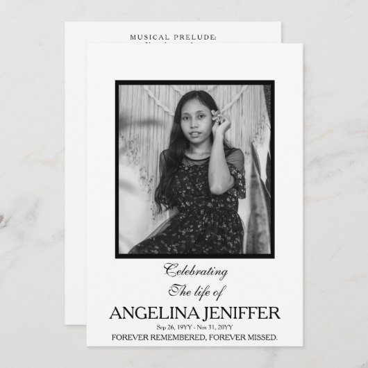 Moderne viering van het leven Foto Memorial Programma (Voorkant / Achterkant)