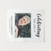 Moderne viering van het leven met fotofuneral wandkleed (Voorkant (horizontaal))