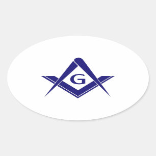 Moderne vierkant & kompassen ovale sticker