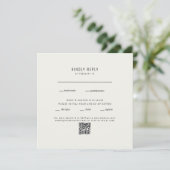 Moderne Vierkante Cream Bruiloft QR Code RSVP (Staand voorkant)