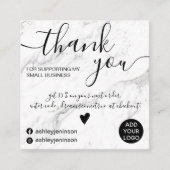 Moderne vierkante marmeren chique orde dank u vierkante visitekaartje (Voorkant)