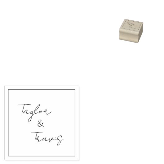 Moderne Vierkante Monogram Aangepaste Bruiloft Ste Rubberstempel (Gestempeld)