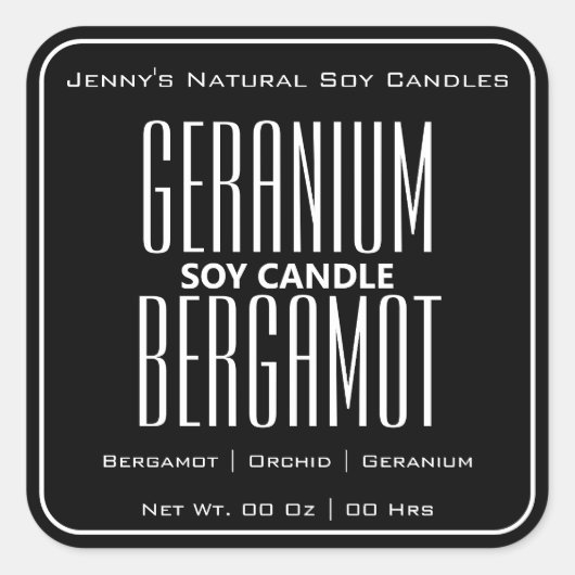 Moderne vierkante rand Eenvoudige zwarte kaarsen Vierkante Sticker (Voorkant)