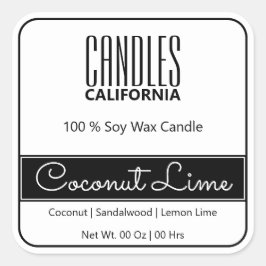 Moderne vierkante rand Eenvoudige zwarte kaarsen Vierkante Sticker