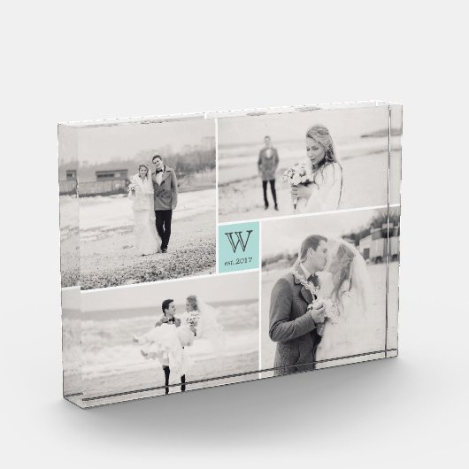 Moderne Vierkante Trouwmonogram Collage Photo Bloc Fotoblokken (Links)