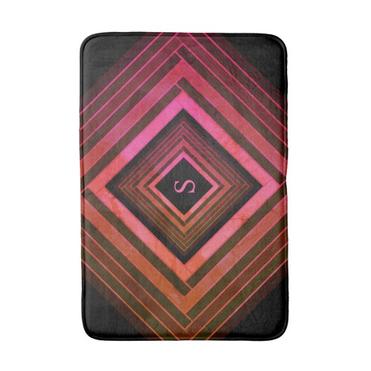 Moderne vierkanten rustieke roze geometrische mono badmat (Voorkant Verticaal)