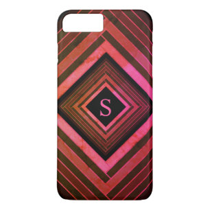 Moderne vierkanten rustieke roze geometrische mono iPhone 8 plus / 7 plus hoesje
