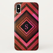 Moderne vierkanten rustieke roze geometrische mono Case-Mate iPhone case (Achterkant)