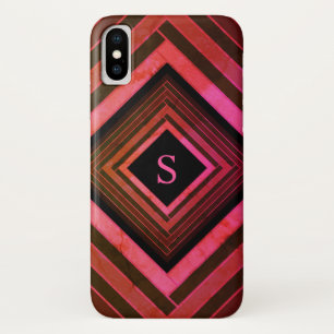 Moderne vierkanten rustieke roze geometrische mono iPhone x hoesje