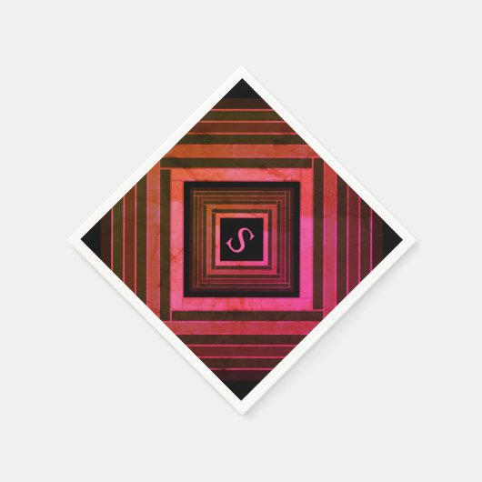 Moderne vierkanten rustieke roze geometrische mono servetten (Hoek)