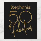 Moderne Vijftig en Fabulous Goud 50e Verjaardag Wijn Etiket (Enkel label)