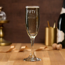 Moderne Vijftig en Fantastisch Naam 50ste Verjaard Champagne Fluitglas