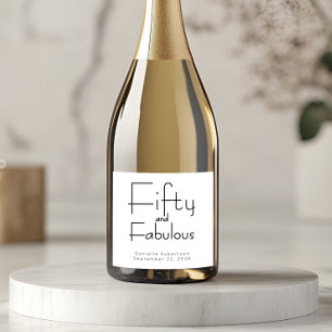 Moderne vijftig en fantastisch vet 50ste verjaarda sparkling wijnetiket