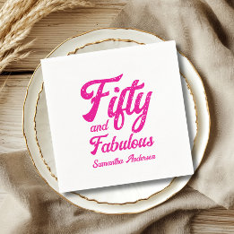 Moderne vijftig en fantastische roze 50ste verjaar servet