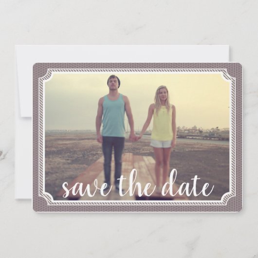 Moderne Vintage bruiloft Bewaar de datum Fotokaart Save The Date (Voorkant)