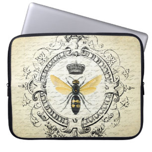 Moderne vintage Franse bijenkoningin Laptop Sleeve