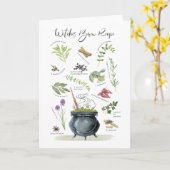 Moderne Vintage Halloween cauldron recept 1 Kaart (Gele Bloem)