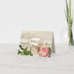 Moderne Vintage Kant Thee Gekleurde Hortensia en R Bedankkaart