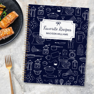 Moderne Vintage Keuken Gereedschap Cute Doodle Rec Notitieboek