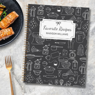 Moderne Vintage Keuken Gereedschap Cute Doodle Rec Notitieboek