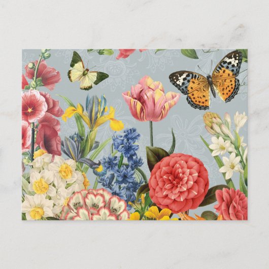 moderne vintage multl botanische bloemen briefkaart (Voorkant)