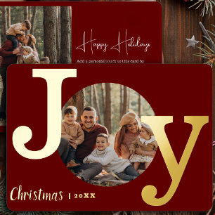 Moderne Vintage Schrijfmachine Familie Kerst Foto Folie Feestdagenkaart
