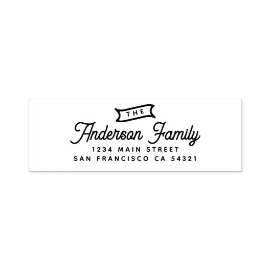 Moderne Vintage Script Eenvoudig Adres Zelfinktende Stempel (Design)
