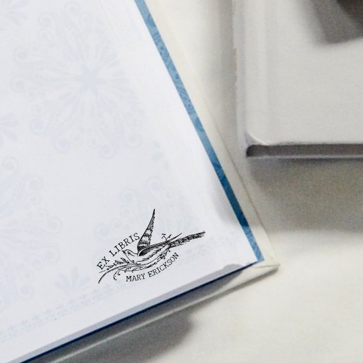 Moderne Vintage Vogel, Bibliotheek Ex Libris Boek  Rubberstempel